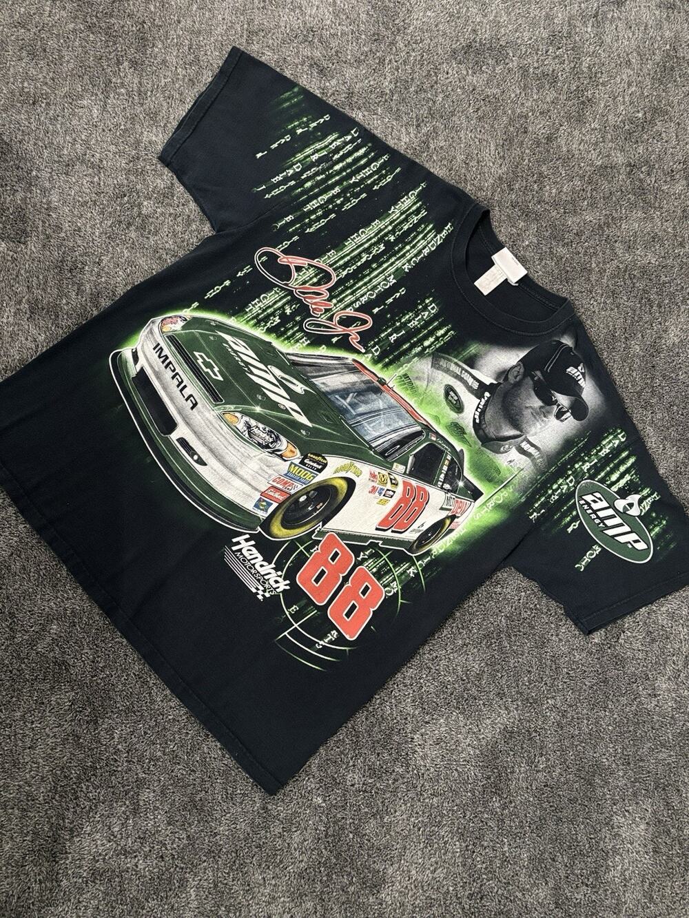 Vtg 2011 Chase Authentics Dale Earnhardt Jr. Matrix All Over Print Shirt Men XL